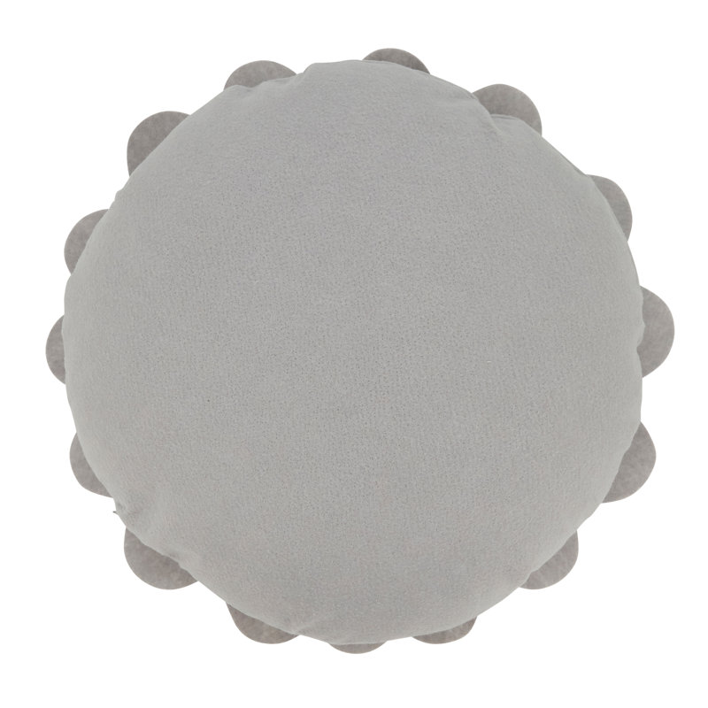 Gray Flower Design Round Throw Pillow with Poly Fill