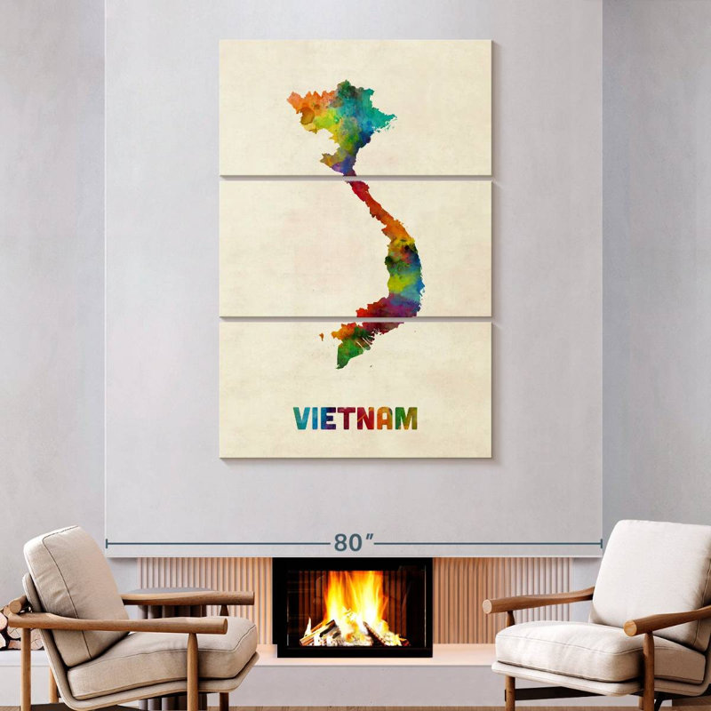Carte d'aquarelle Aliaz Vietnam II, H 74 po x l 48 po