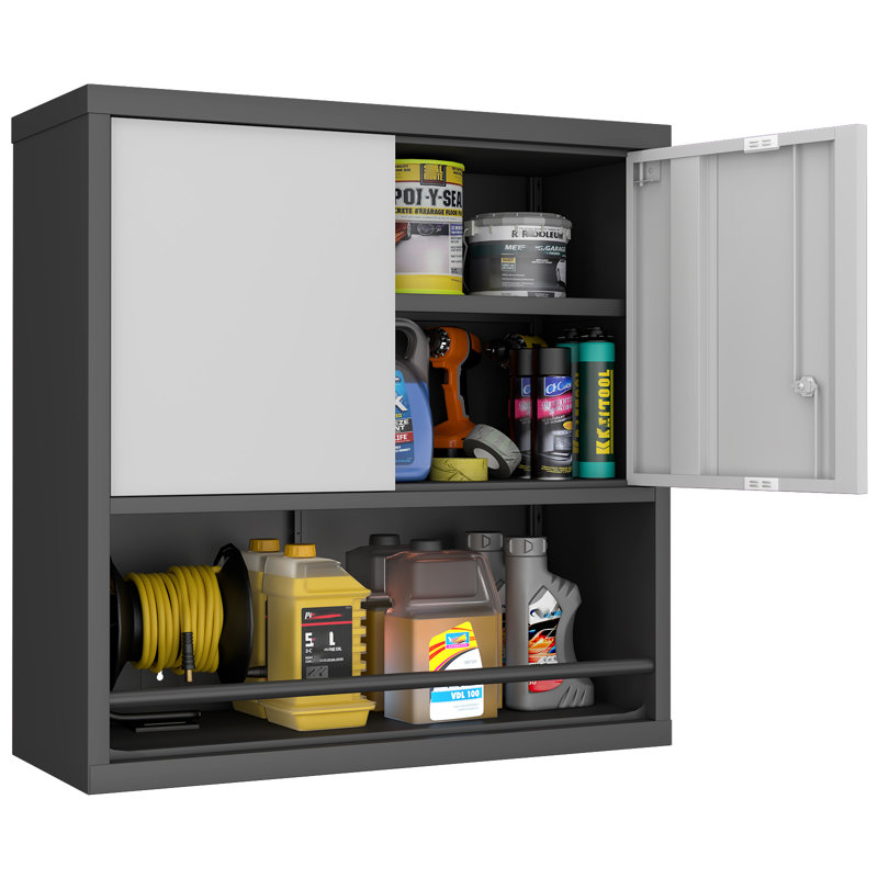 Wall Mounted Metal Storage Cabinet, 2-door Tall Steel Locker With Adjustable Shelves & Security Lock, Kitchen Living Room Office Pantry
