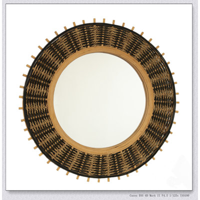 Miroir mural rond 23 po en bambou Echo