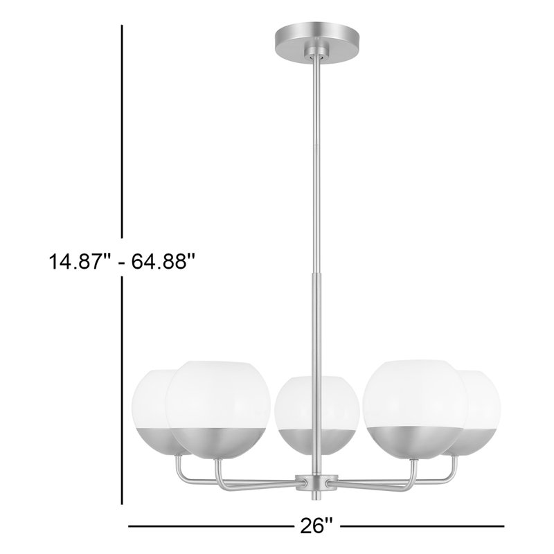 Alvin 5 - Light Chandelier, Satin Brass
