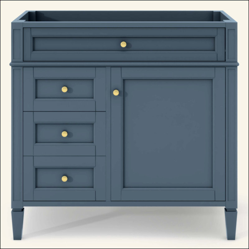 Meuble-lavabo de salle de bain sans lavabo supérieur, armoire de rangement moderne avec 2 tiroirs et un tiroir rabattable