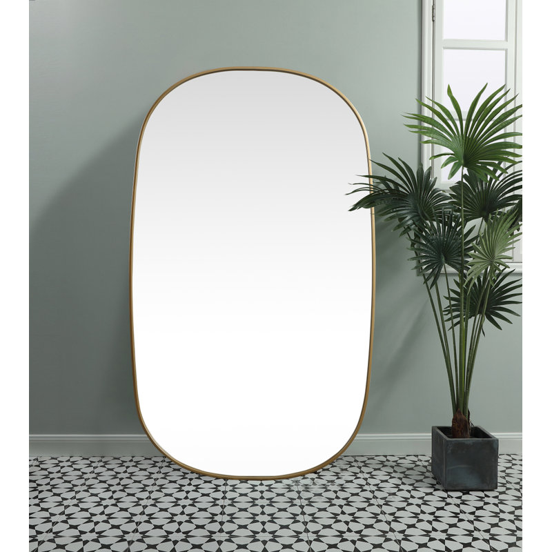 Bertin Metal Oval Wall Mirror, Brass, 60"  x 36" 