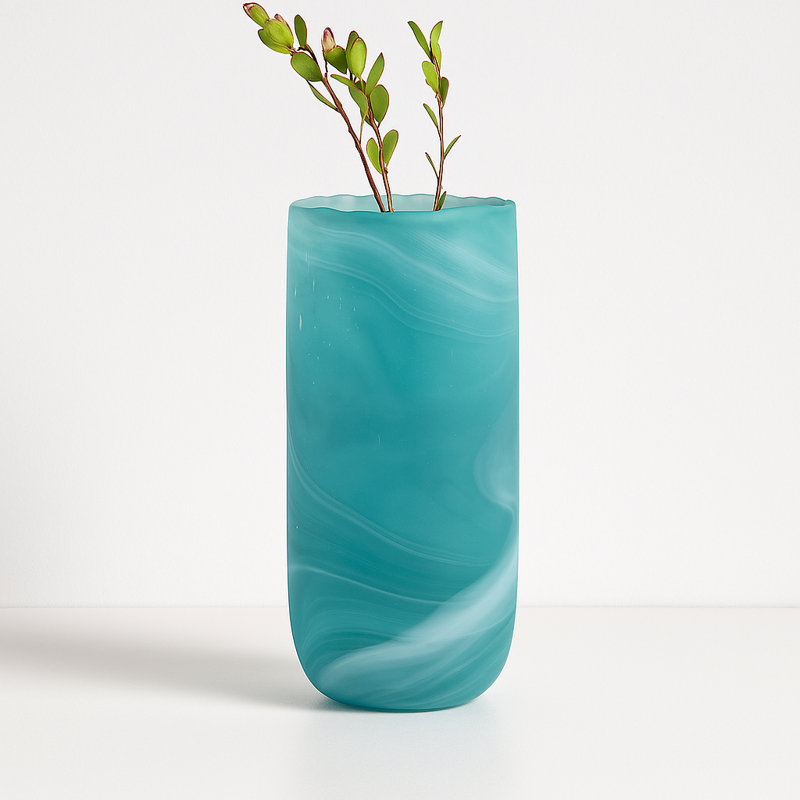 Vase à fleurs moderne en verre avec motif tourbillonnant, H 14,25 po x l 7,5 po x P 7,5 po