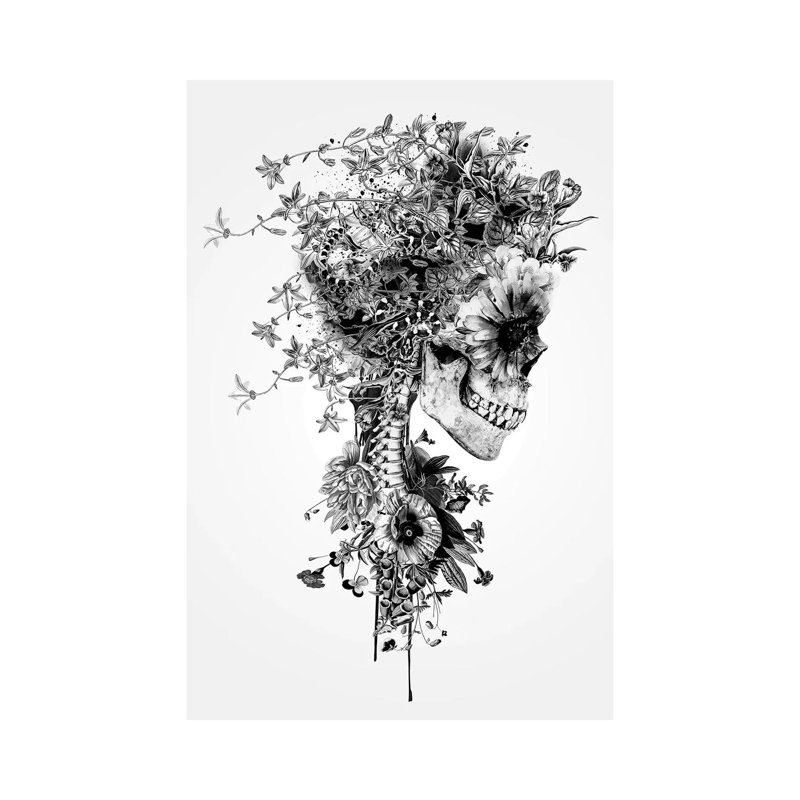 Skull B&W by Riza Peker - Wrapped Canvas Print, 66.04 cm H x 45.72 cm W x 1.91 cm D