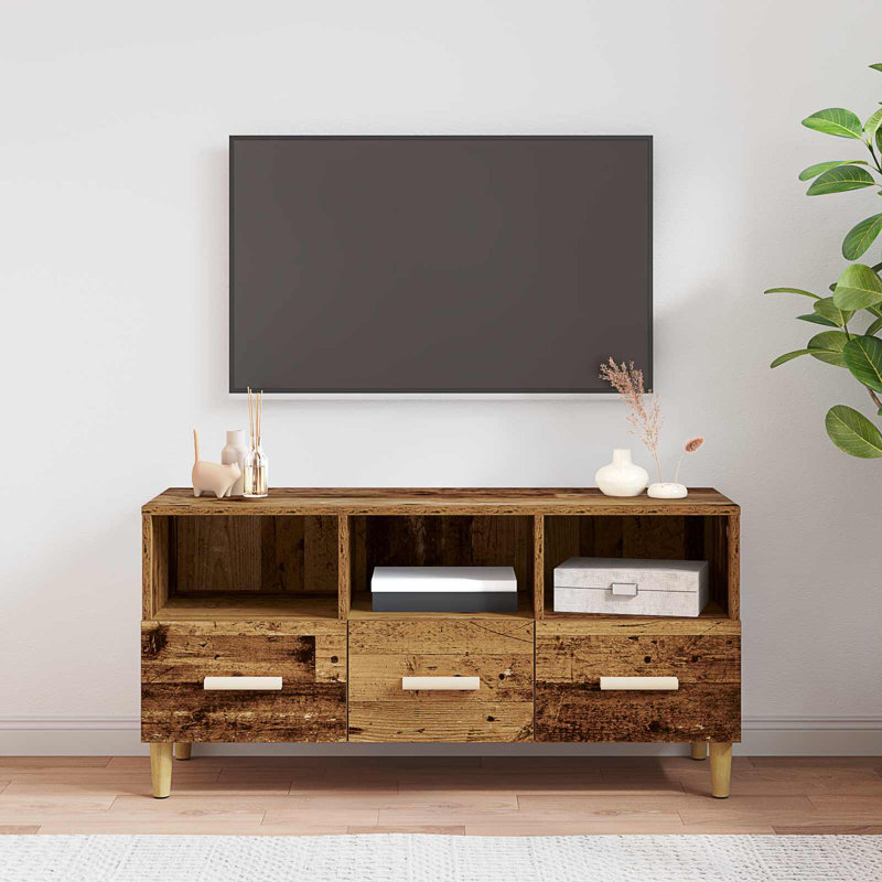 Unfinished TV Stand for TVs up to 88", Old Wood