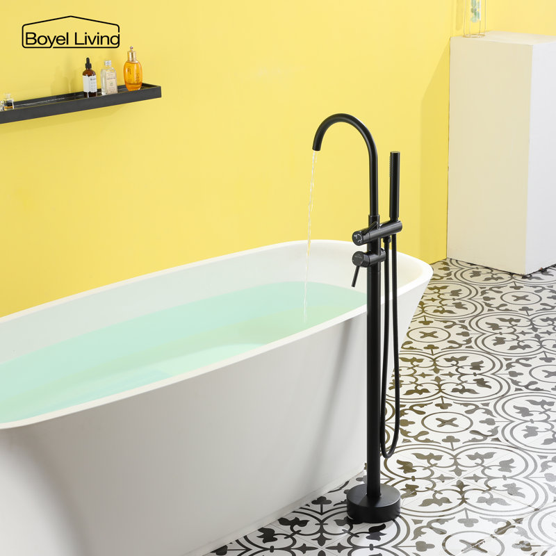 Floor Tub Filler with Diverter, Black