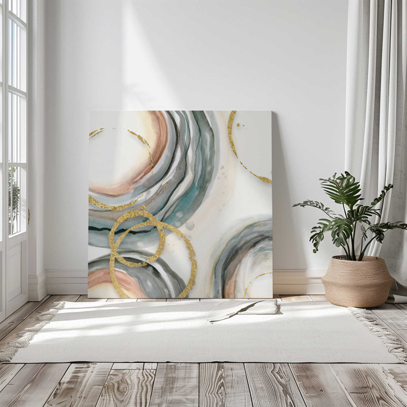 Golden Echoes v1, reproduction sur toile dans un cadre noir satiné, H 12 po x l 12 po x P 1,25 po, Toile tendue