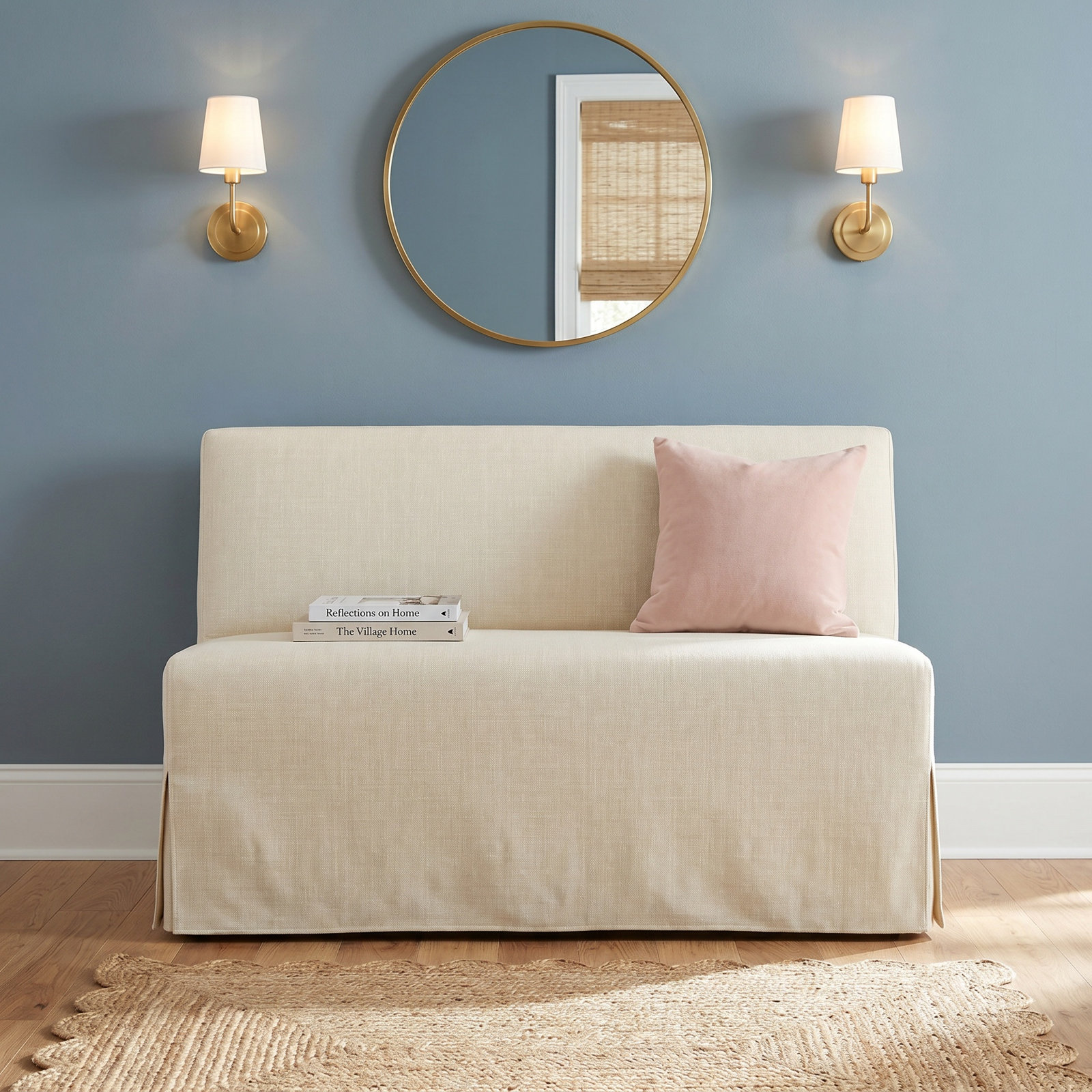 Stoffer Home x Cloth & Co. Lindy Upholstered Bench, Relaxed Linen Cream