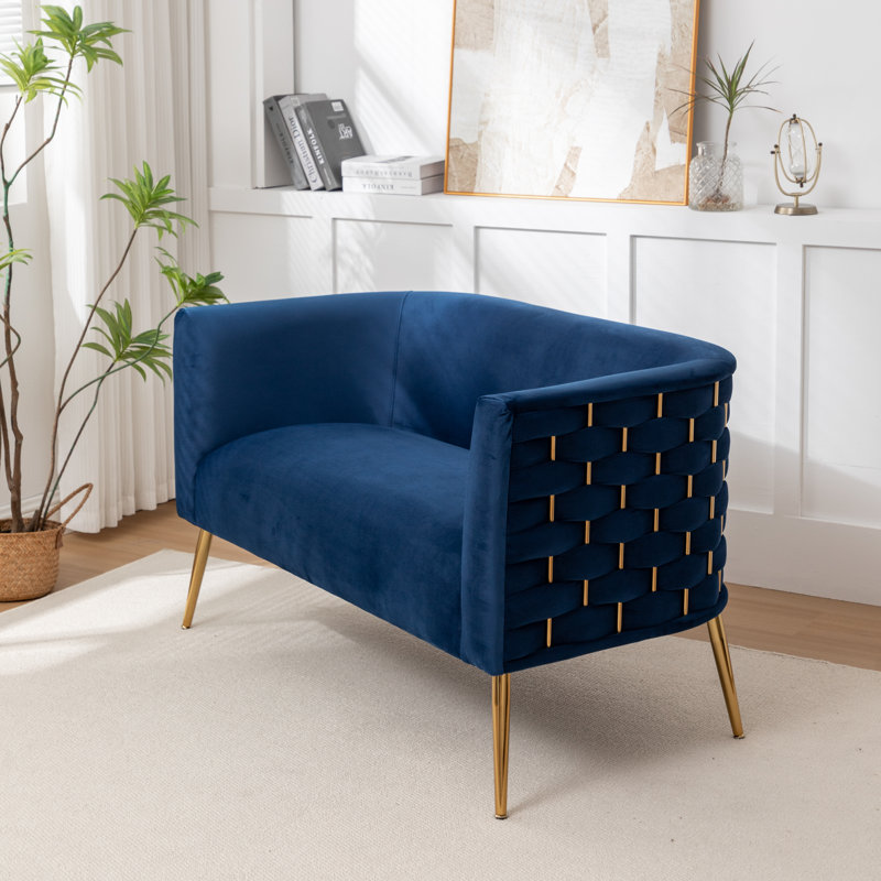 Cristen Upholstered Velvet Loveseat, Navy