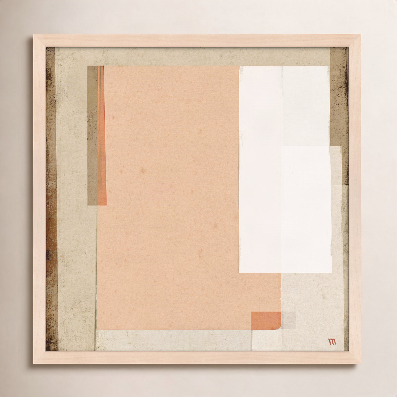 City Scape Pink Print by Marco Marella, 36" H x 36" W, Framed Print Paper without Mat, Maple