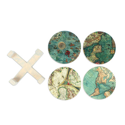 Ensemble de 4 sous-verres en bois découpés à la main Ordella