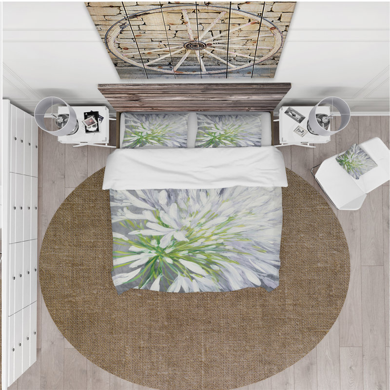 Flower Cleome Splash II - Ensemble de housse de couette à motif floral traditionnel - Microfibre de polyester