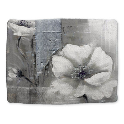 Napperon monochrome tressé à motif floral | Décor en polyester blanc