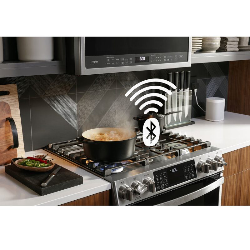 Cuisinière à gaz encastrée 30 po 5,6 pieds cubes avec plaque chauffante, Acier inoxydable