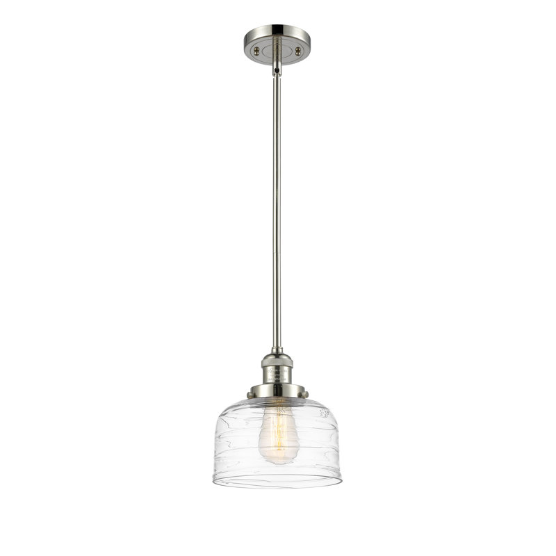 Luminaire suspendu en forme de cloche à 1 lumière Bolckow, Nickel poli