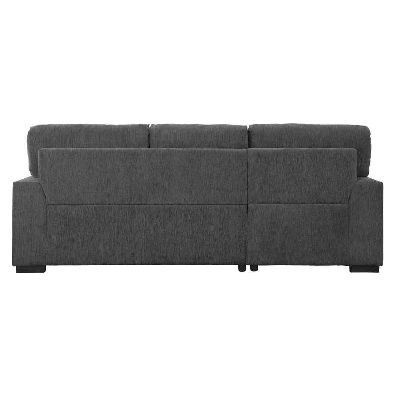 Upholstered L-Shaped Sectional, Left Hand Facing, Charcoal Chenille