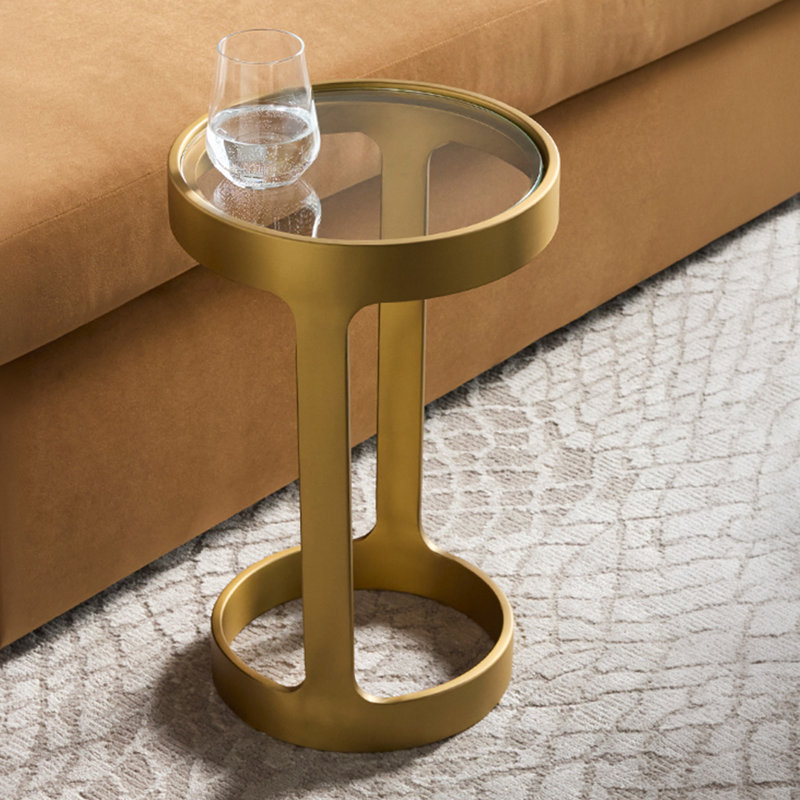 Dax Round Pull Up Table, Brushed Brass