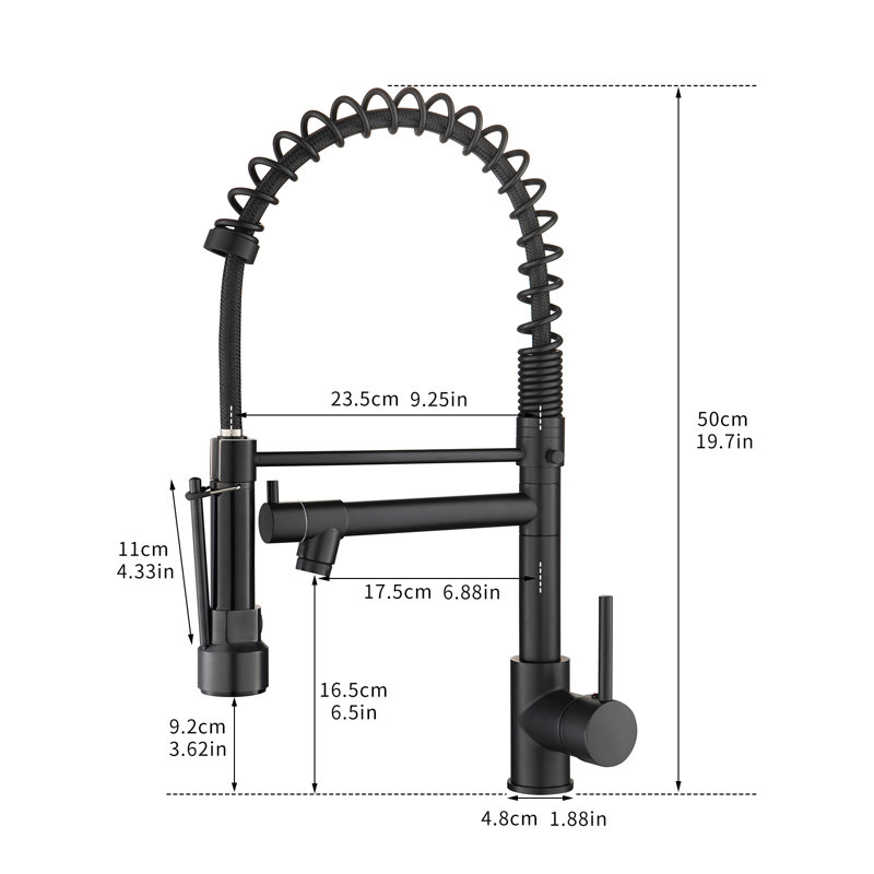KIKO HOME Pull Down Kitchen Faucet, Matte Black