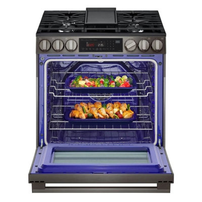LG 6,3 pi³ Cuisinière à gaz encastrée avec installation à convection ProBake et friture d'air