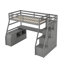 Lit mezzanine simple avec 7 tiroirs, 2 tablettes et bureau - Gris-1414508117-1414508114