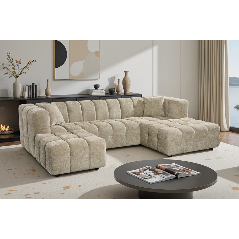 5 Seater Corner Sofa , Right Hand Facing, Beige
