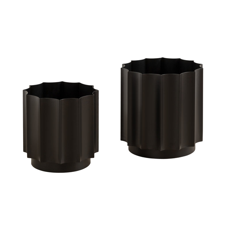 Two-Piece Metal Outdoor Planter Set, Black