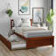 Lit plateforme simple en noyer avec lit gigogne escamotable