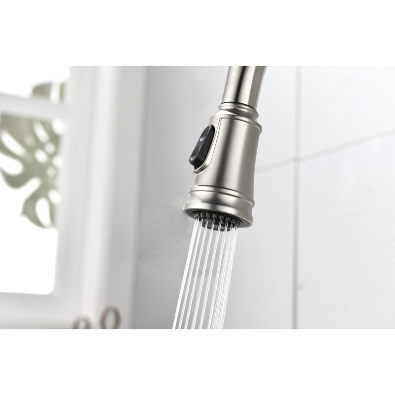 Pull Down Kitchen Tap, Splash- Flow Stainless Steel Faucet, Brushed Nickel