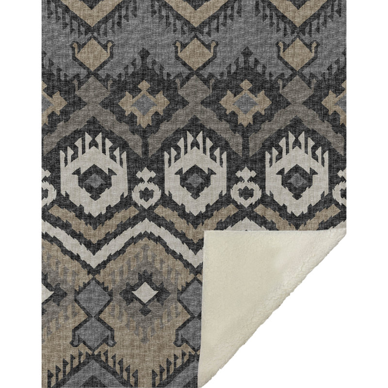 Addison Machine Washable Sherpa Boho Throw Blanket, Desert