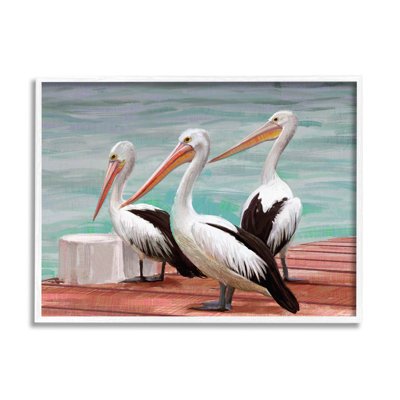 " Pelican Trio Port Dock " by Ziwei Li Painting Print