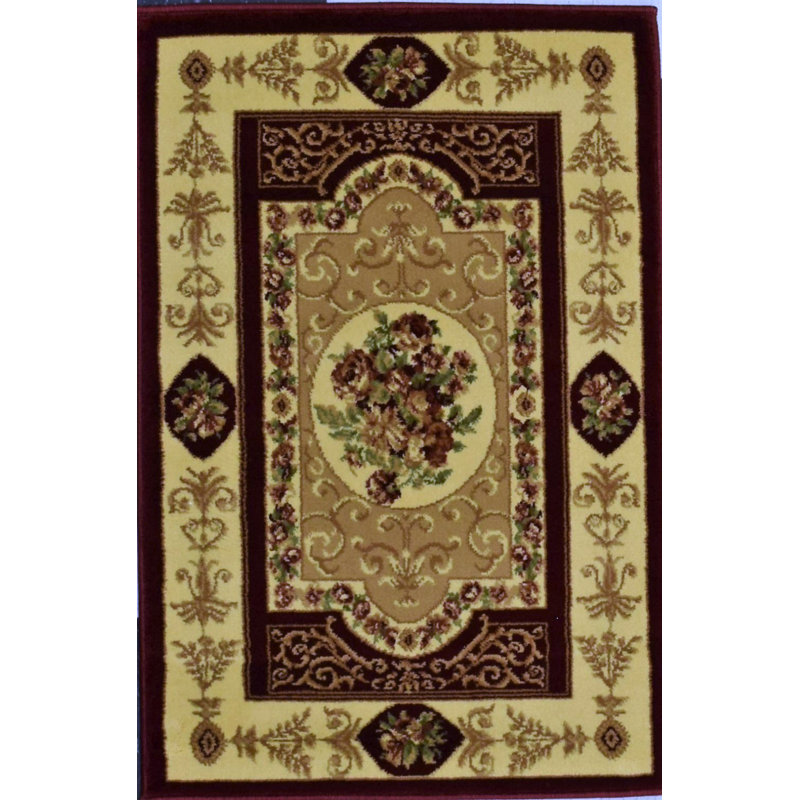 Tapis traditionnel cerise F. Aubusson New Vision, Rectangle 5 pi 3 po x 7 pi 10 po
