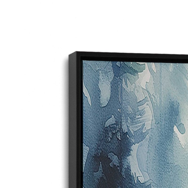 «Blue and Green Enchanted Forest», ensemble de 2, reproduction sur toile, Cadre noir, H 12,75 po x l 12,75 po x P 1,75 po