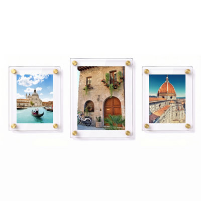 Ensemble de cadre mural flottant en acrylique avec quincaillerie 1 ": (2) 8" x 10 "et (1) formats graphiques 11" x 14 "