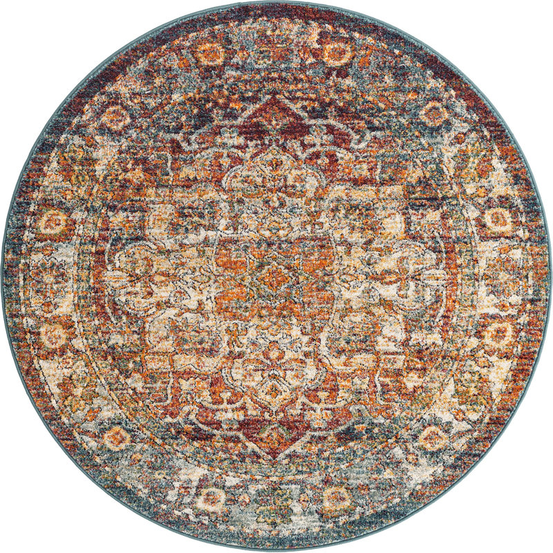 Charian Oriental Indoor Rug, Round 5'