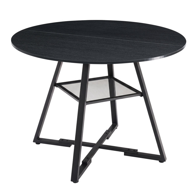 Table de salle à manger industrielle ronde noire de 42 po et chaise de salle à manger rembourrée en bois massif de 6 pièces vert
