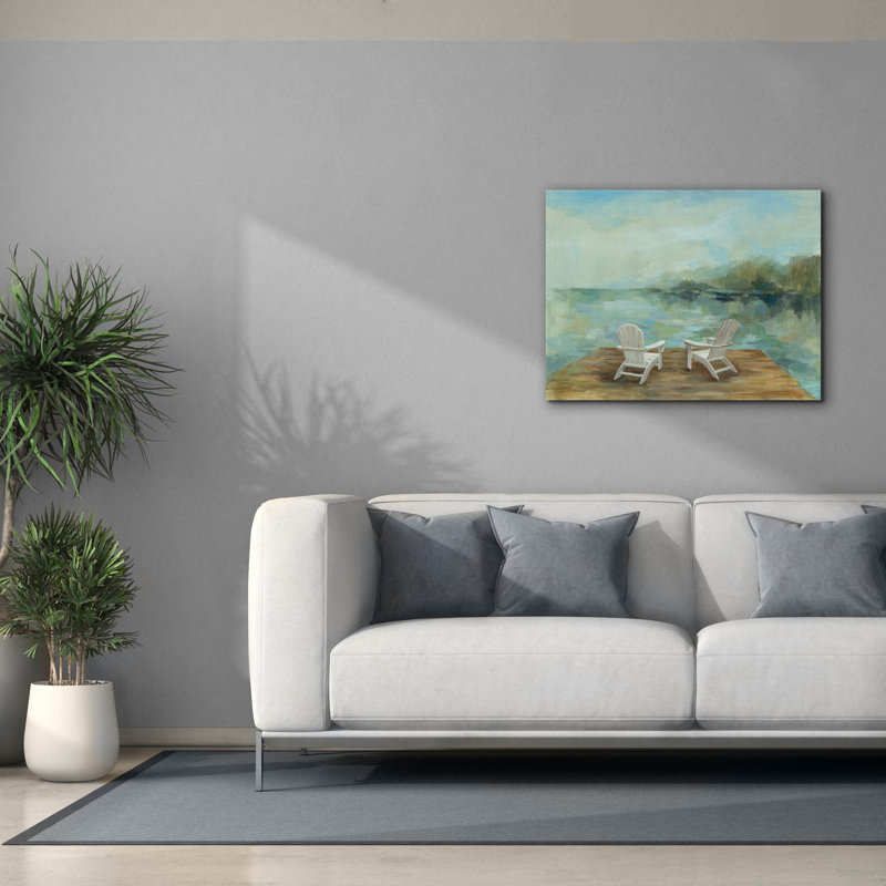 Épopée Graffiti «Lakeside Retreat I no Wood» par Silvia Vassileva, art mural sur toile, 34 po x 26 po