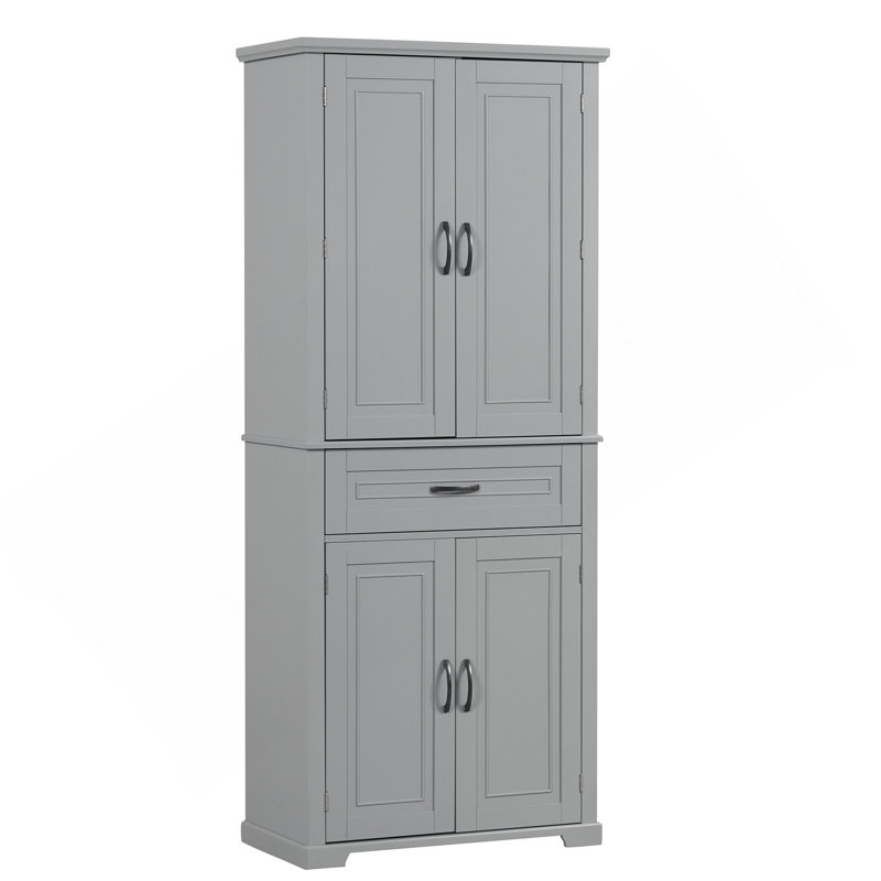 Bathroom Storage Cabinet With Doors And Drawer, Multiple Storage Space, Adjustable Shelf, Grey