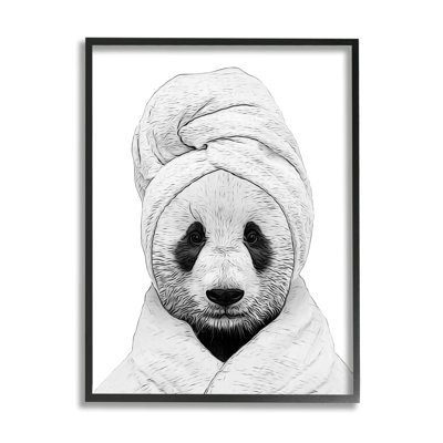 "Panda Bear Wildlife", salle de bain encadrée sur bois par Annalisa Latella, impression