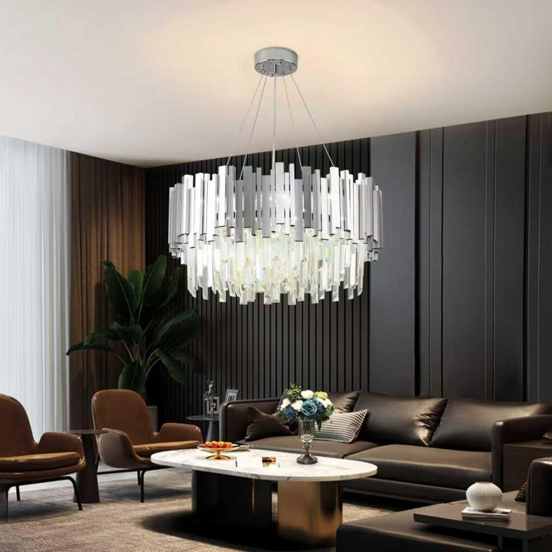 10 - Light Chandelier, Length 55cm, Silver