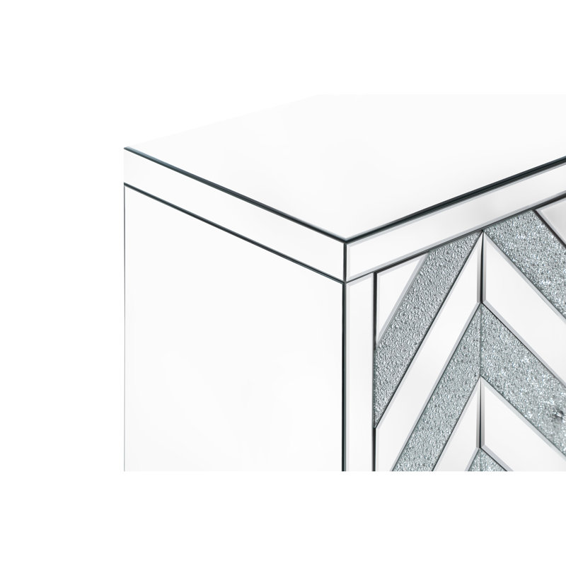 Armoire de rangement en forme de M avec garniture miroir - Argent pour le salon, le vestibule, la cuisine et la salle à manger en verre gris, robuste
