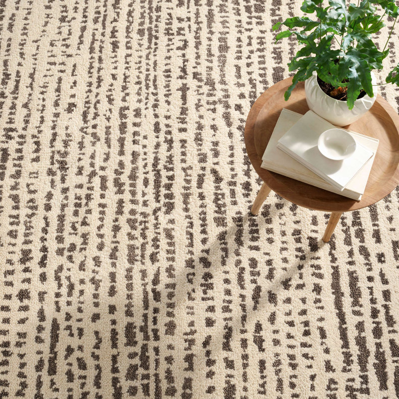 Hand-Knotted Natural Wool Rectangular Rug 3' x 5'