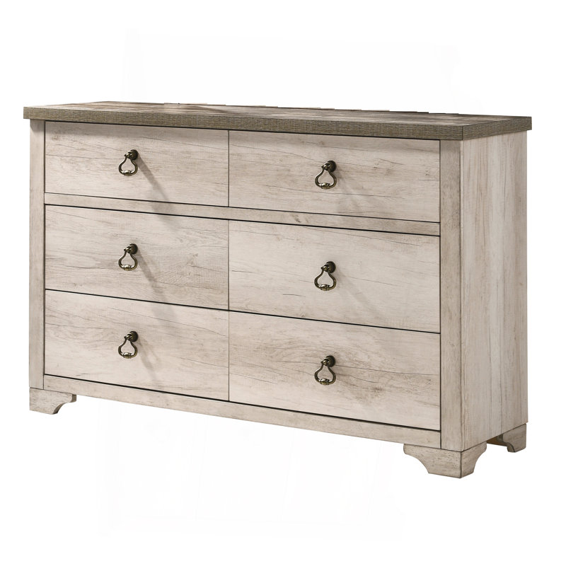 Commode 6 tiroirs style vieilli 1Pc