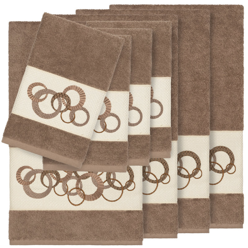 Ensemble de serviettes en coton turc 8 pièces Annabelle, Latte