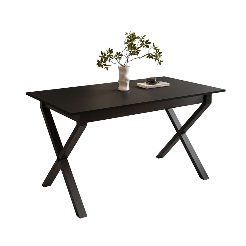 Extendable table ARTON II  140 cm,  "X" legs, Black, Black