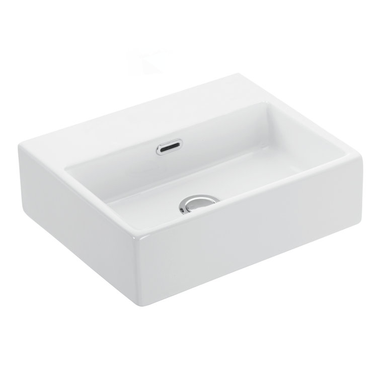 WS Bath Collections Quattro 14.4'' Ceramic Rectangular Bathroom Sink with Overflow