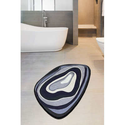 Antibacterial Bathmat, Grey and Purple Lilac, 27.6 x 47.2 inches | 100% Polyester, 0.4 in Pile Height | Non-Slip Underside, Machine Washable, Perfect for Bathroom Safety & Comfort | Soft, Stylish Design