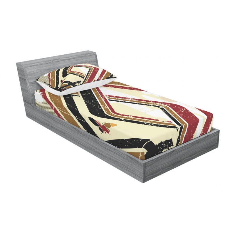 Microfiber Abstract Sheet Set, Twin Sheet Set with Fitted Sheet