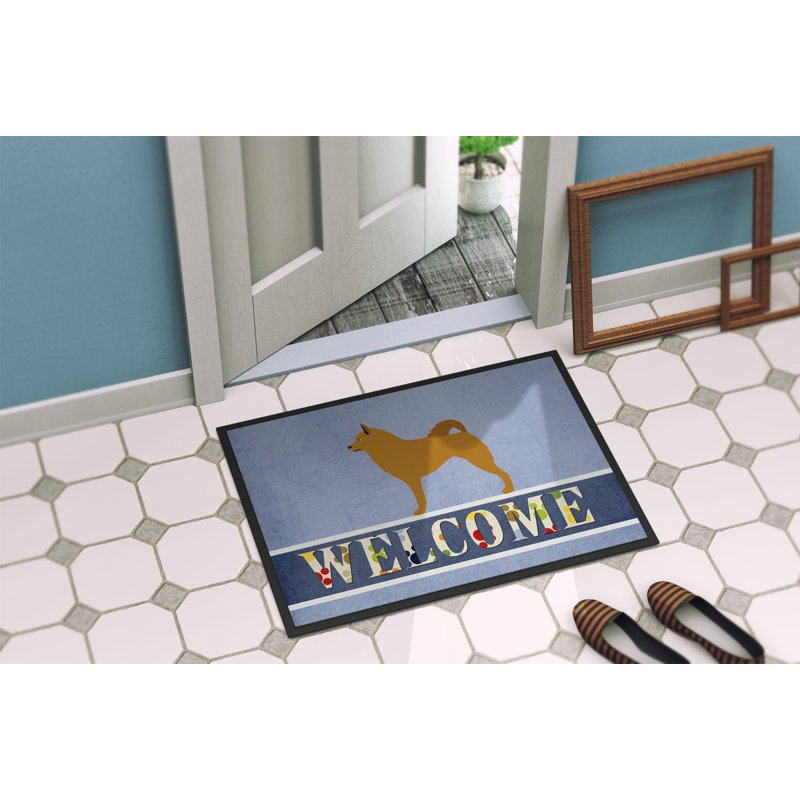 Tapis de porte d’extérieur anti-dérapant finlandais spitz welcome, Rectangulaire : 18 po x 27 po
