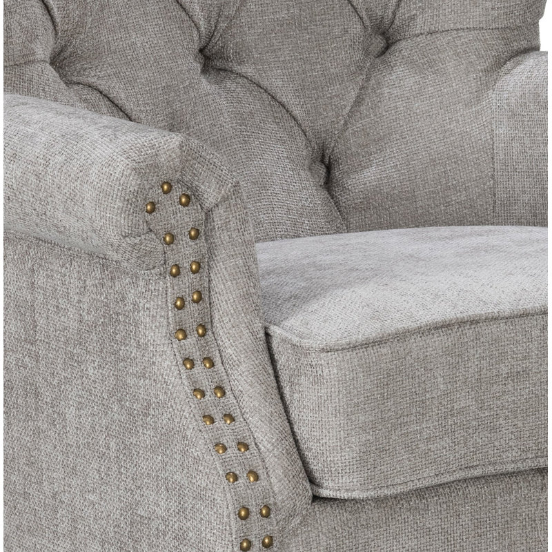 Liana Harmonsburg Accent Wingback Chair, Chenille, Grey